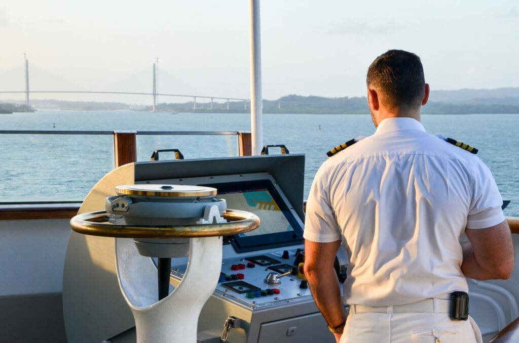 Naval Officer at Ship Bridge