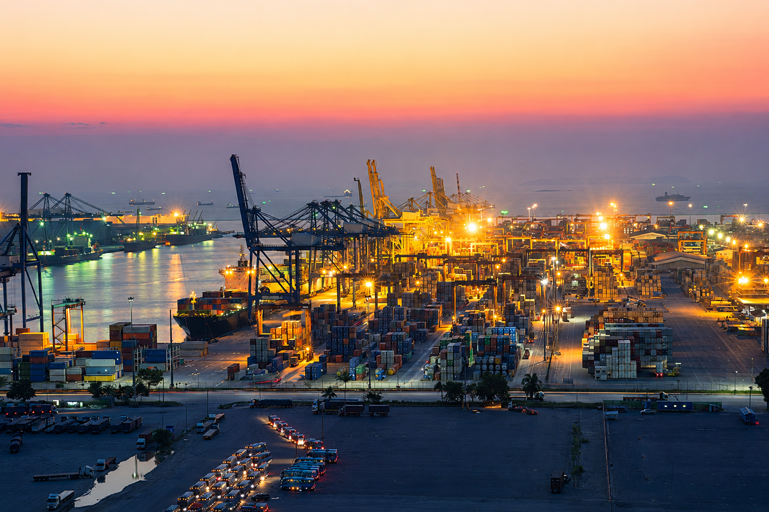 Container Port at Night